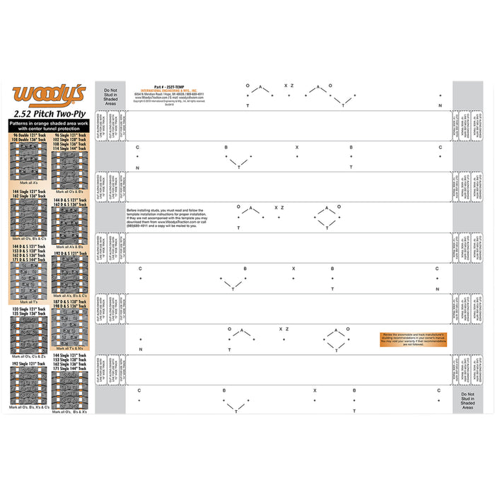 WOODY'S 3820-0034 252T-TEMP Studding Template track - 121"/128"/136"/144" - 2.52" pitch