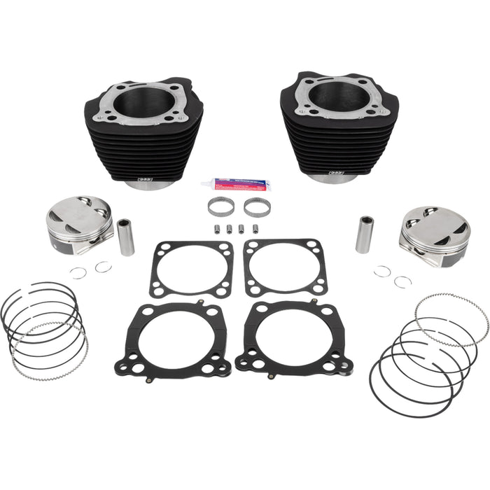 S&S CYCLE 0931-1207 910-0846A Big Bore Cylinder Kit 132" Cylinder Kit - 4.500" Stroke - Wrinkle Black w/o Highlighted Fins - M8