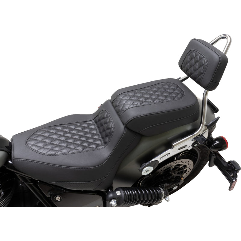 Mustang Squareback Sissy Bar Pad Black Diamond Stitch - 88206 For Indian 2022-2023