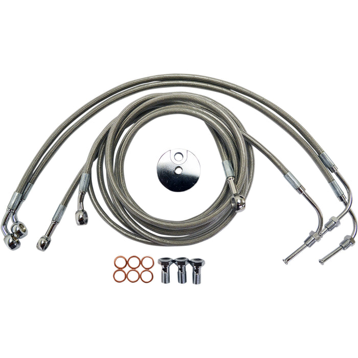 LA CHOPPERS 1741-3929 LA-8050B13 Stainless Steel Brake Line Kit Brake Lines - 12" - 14" Ape Hanger Handlebars - Stainless Steel