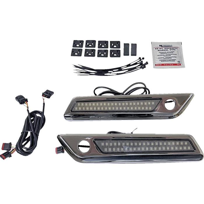 CUSTOM DYNAMICS 2040-2870 CD-SBL-DC-SC Saddlebag Latch Dual Color Accent Lights - Smoke - Chrome