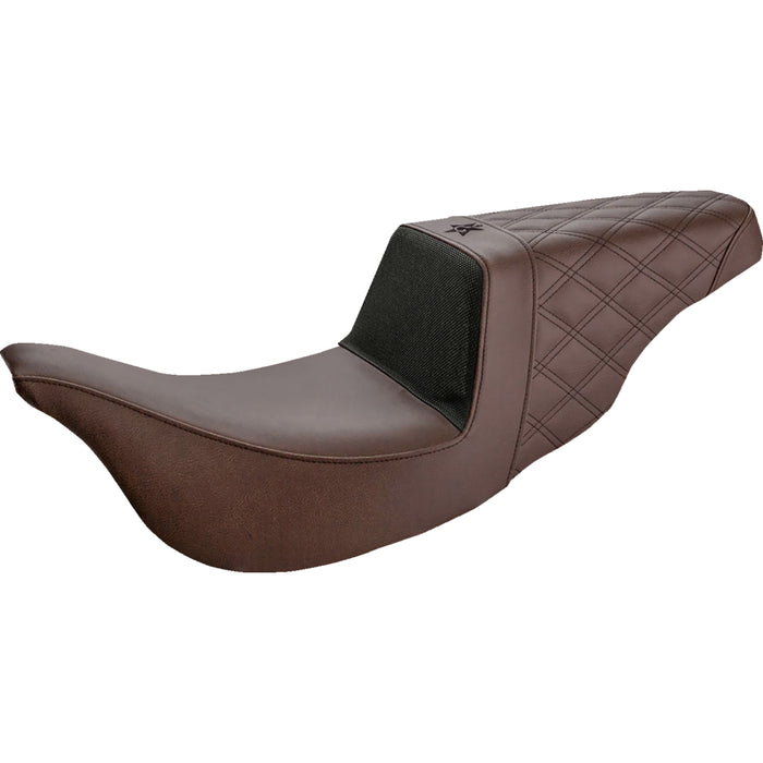 SADDLEMEN 0801-1360 UN08-07-173BR Unknown Industries Performance Gripper Seat - Carbon Fiber/ Gripper/Rear Lattice Stitch - Brown - FL '08-'23