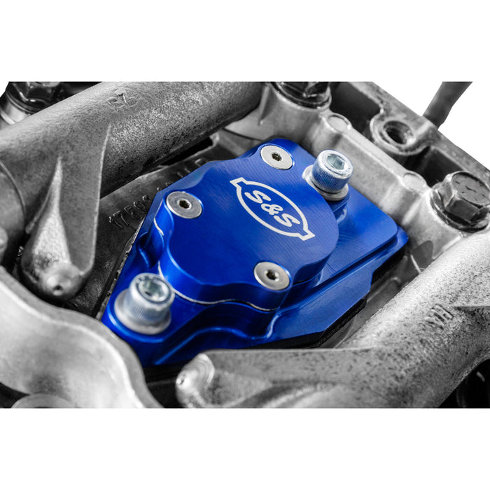 S&S CYCLE 0930-0249 900-1299 Billet Head Breather kit - anodized blue - twin cam '99-'17