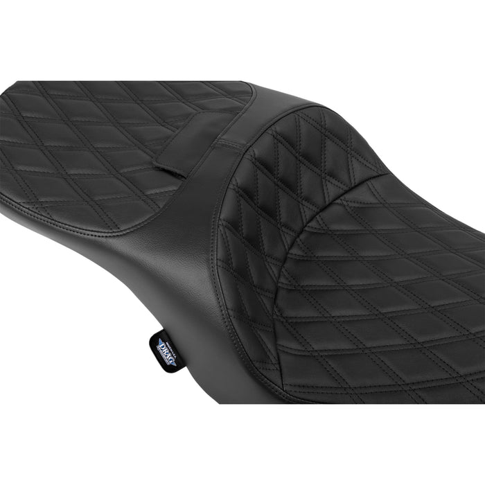 DRAG SPECIALTIES SEATS 0801-2167 Freedom Touring Seat Forward Position Freedom Seat - Vinyl - Black Double Diamond Stitch - FLH/FLT '23-'25