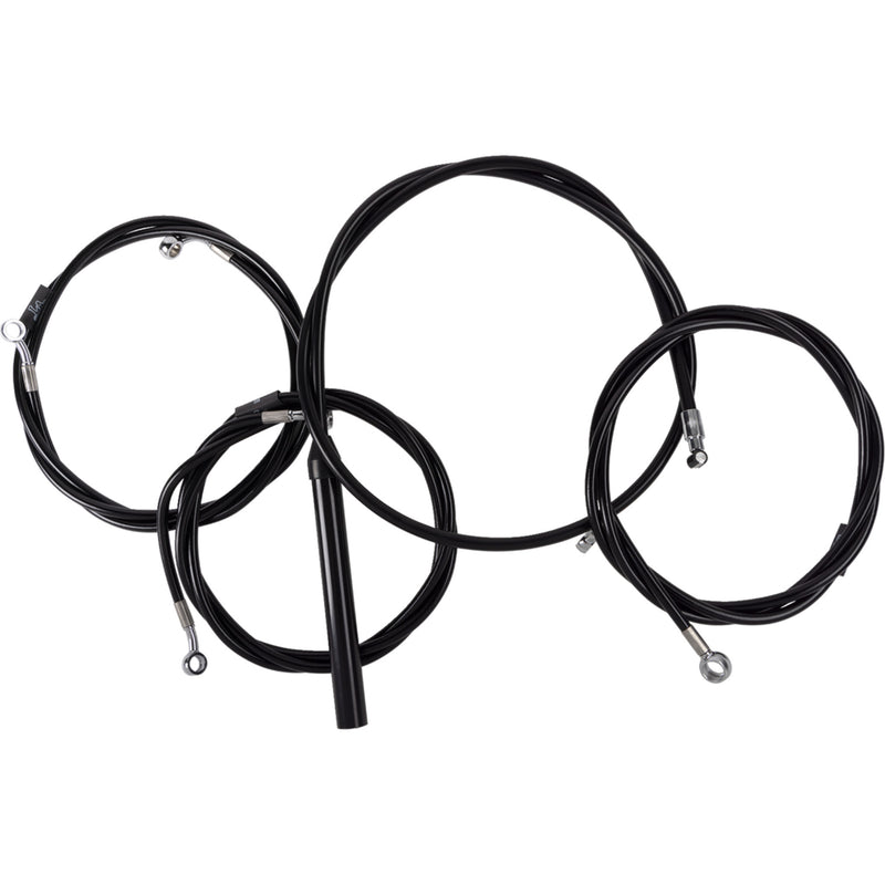 LA Choppers Complete Black Vinyl Braided Handlebar Cable Brake Line Kit 15"-17" Handlebars - LA-8059KT2-16B For Harley Touring 2023-2026