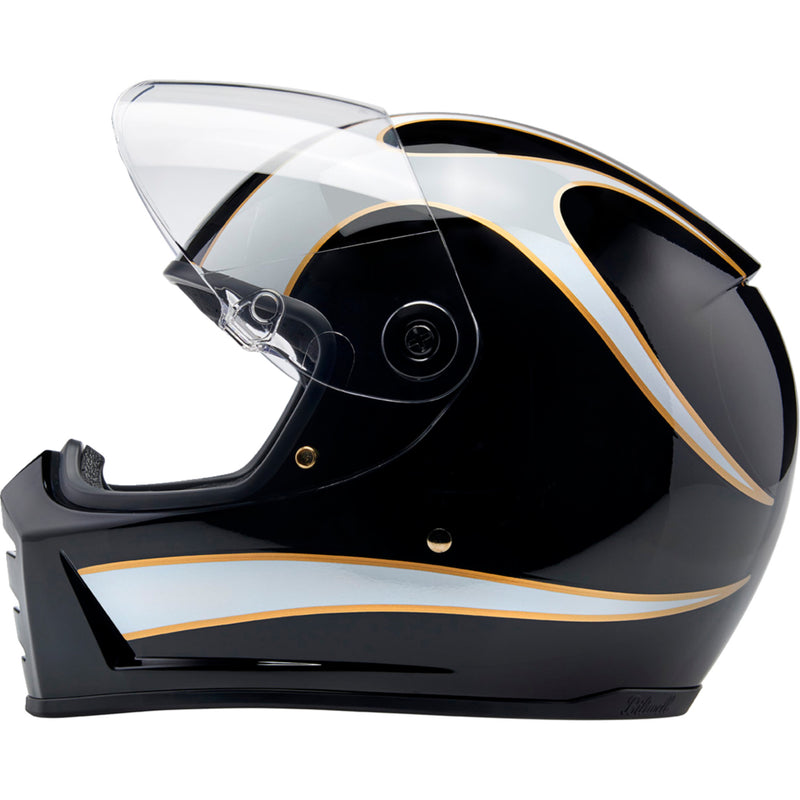 BILTWELL Lane Splitter 22.06 Helmet Gloss - Black/White Flames
