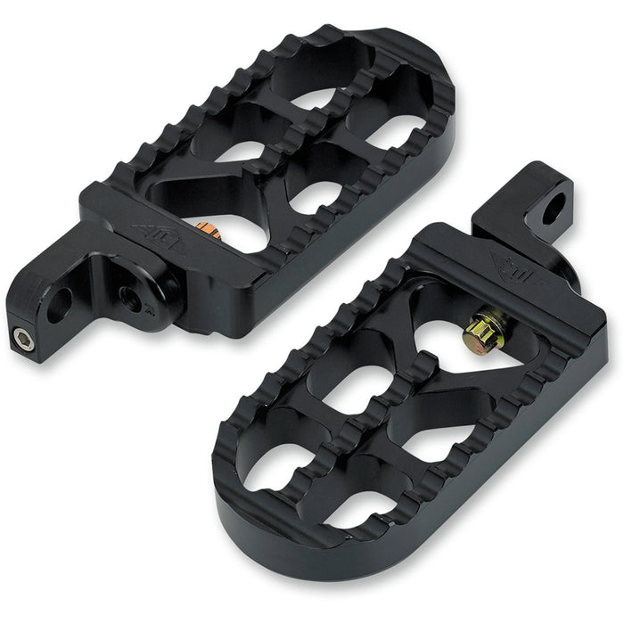 JOKER MACHINE 1620-1263 08-56-3B Adjustable Serrated Billet Footpegs - Adjustable Serrated Long Footpegs - Black - XL