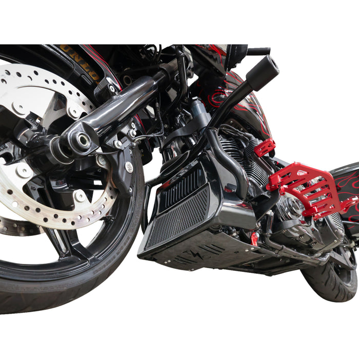 THRASHIN SUPPLY CO. 0506-2533 TSC-3035-2 Forged Carbon Fiber Skid Plate Skid Plate - Carbon Fiber/Forged - With Red Brackets - FLHX/FLTRX