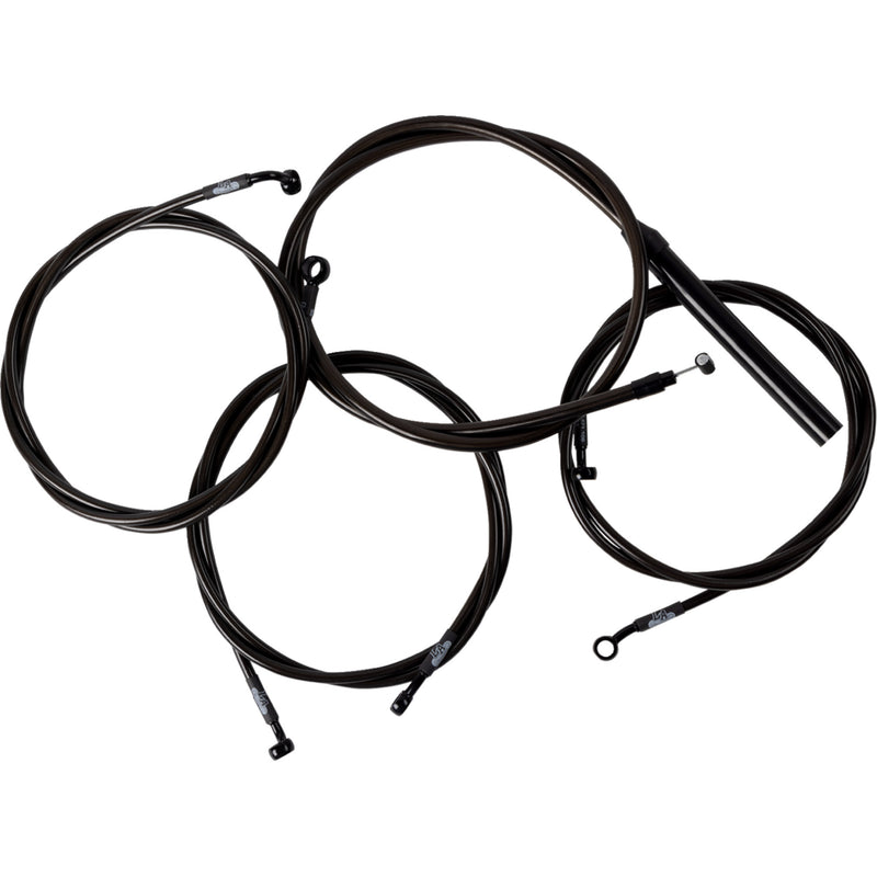 LA Choppers Complete Midnight Braided Handlebar Cable Brake Line Kit — Standard 15"-17" Handlebars - LA-8059KT2-16M For Harley Touring 2023-2026