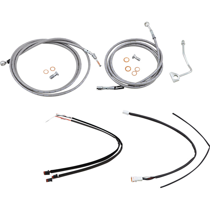 BURLY BRAND 0610-2072 B30-1168 Complete Stainless Braided Handlebar Cable/Brake Line Kit - 16" Ape Hanger Handlebars