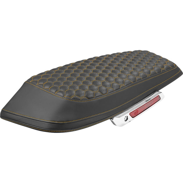 SADDLEMEN 3501-2352 L870-23-19007 Saddlebag Lid Covers honeycomb - gold stitch - flh/flt '23-'25