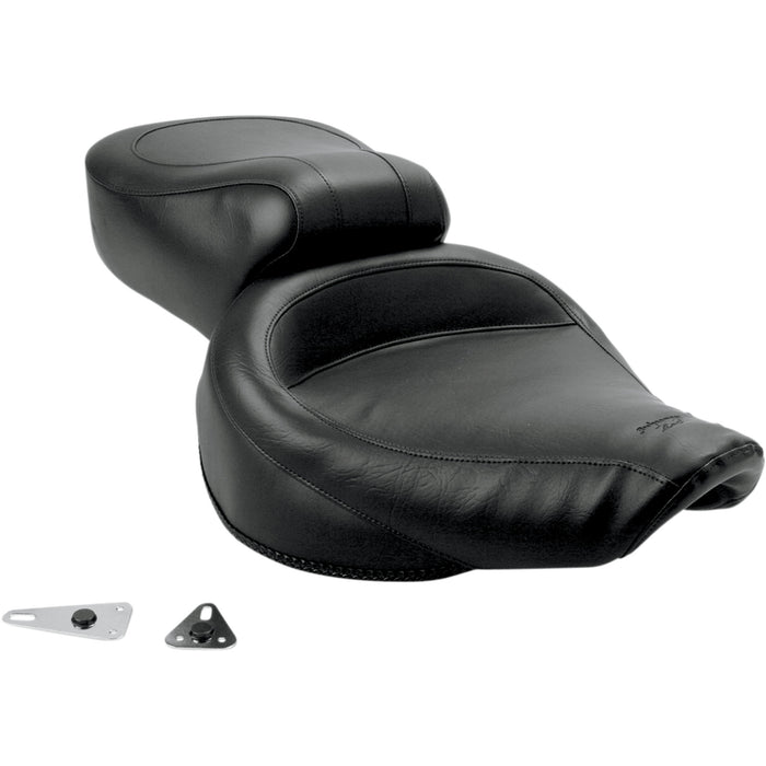 MUSTANG 0803-0229 75680 Vintage Style Seat - Wide - Smooth - Black - Dyna