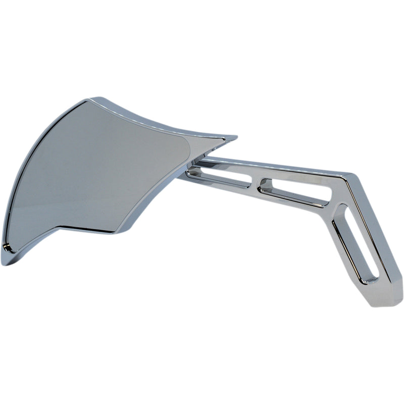 PRO-ONE PERF.MFG. 0640-1434 102300 Billet Aluminum Mirror Mirror - Weekend Warrior - Side View - Cut-Out/Flame Head - Oblong - Chrome - Left