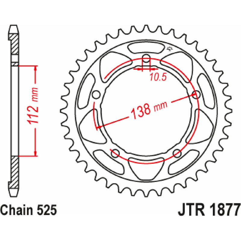 JT SPROCKETS 1210-2764 JTR1877.45 Rear Sprocket 45 tooth - yamaha