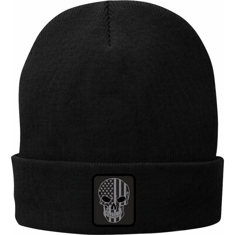 AMERICAN BIKER 2501-4383 ABBPISTON18H90BKOR Mr Piston Flag Fleece-Lined Knit Beanie black