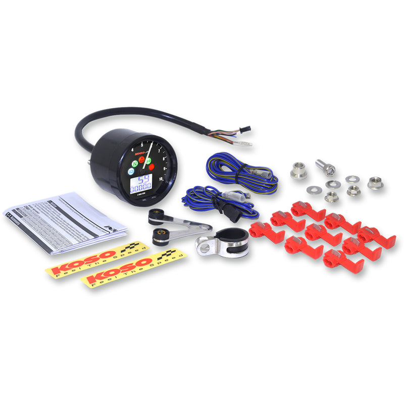 KOSO NORTH AMERICA 2211-0177 BA058100-HD TNT-02 Multifunction Meter TNT-02 Multifunction Speedometer/Tachometer - 2.69" Diameter x 1.51" Depth
