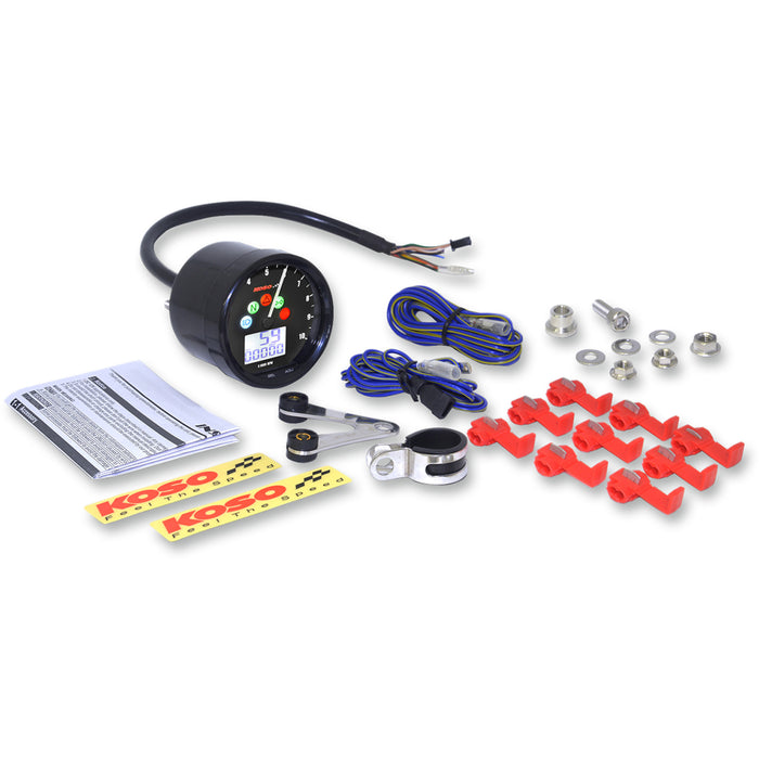 KOSO NORTH AMERICA 2211-0177 BA058100-HD TNT-02 Multifunction Meter TNT-02 Multifunction Speedometer/Tachometer - 2.69" Diameter x 1.51" Depth