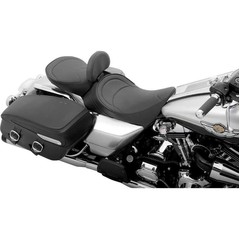 Drag Specialties Backrest Compatible Solo Seat — Mild Stitched Solo Seat Mild Stitched Driver Backrest FLH - 0801-0493 For Harley Touring 1997-2007