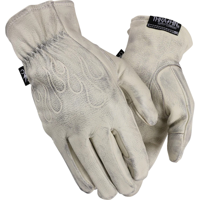 THRASHIN SUPPLY CO. Roper Leather Gloves Bone - White
