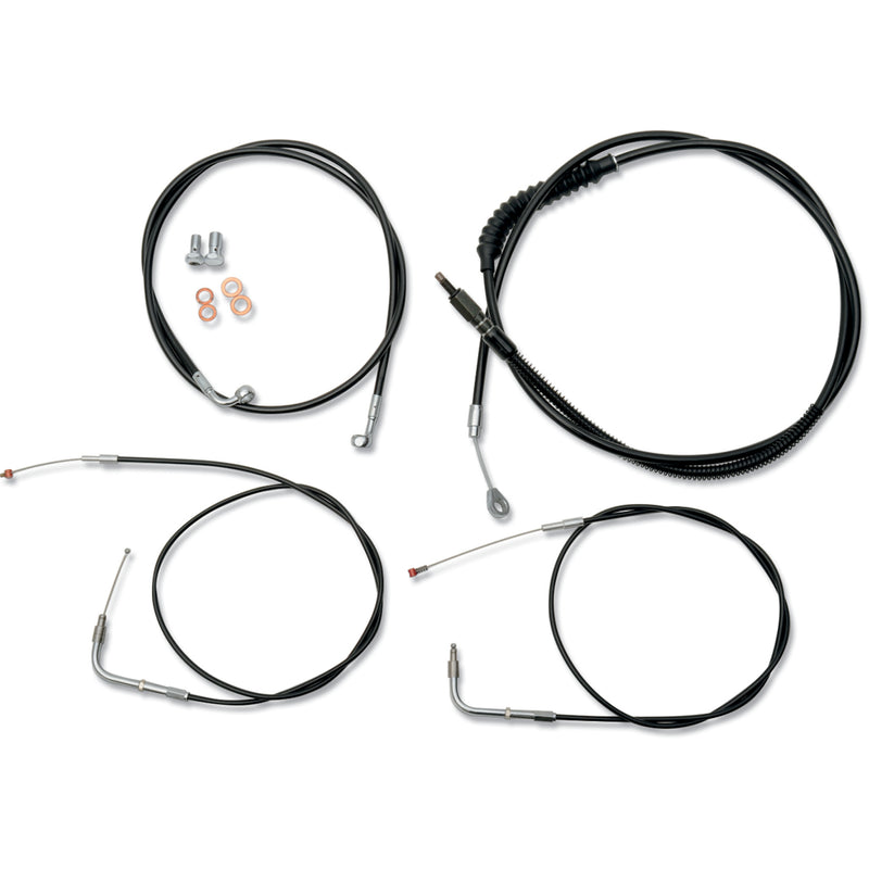 LA Choppers Standard Black Vinyl Handlebar Cable Brake Line Kit — Ape Hanger 12"-14" Ape Hangers - LA-8130KT-13B For Harley Softail 2000-2006