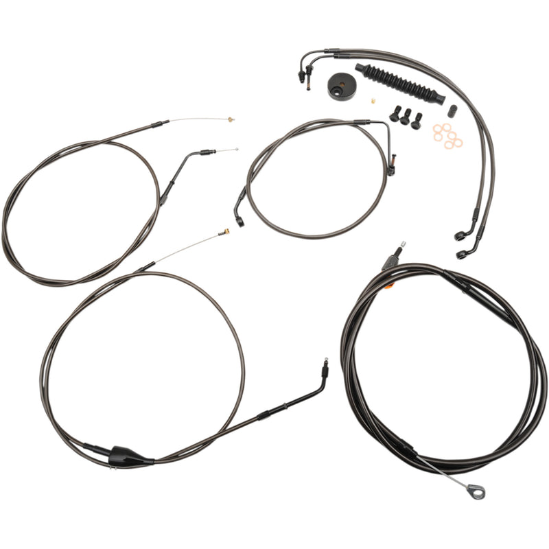 LA Choppers Standard Midnight Braided Handlebar Cable Brake Line Kit — Ape Hanger 15"-17" Ape Hangers - LA-8006KT-16M For Harley Touring 1996-2007