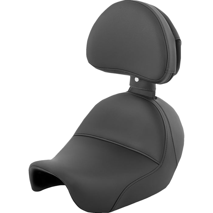 SADDLEMEN 0803-0349 806-04-0041 Heels Down Solo Seat - With Backrest - Plain - Black - Dyna