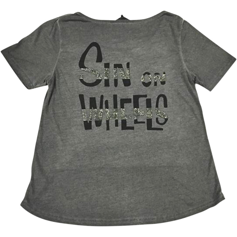 LETHAL THREAT 3031-3625 LA20613-1X Women's Sinwheels T-Shirt gray - 1x