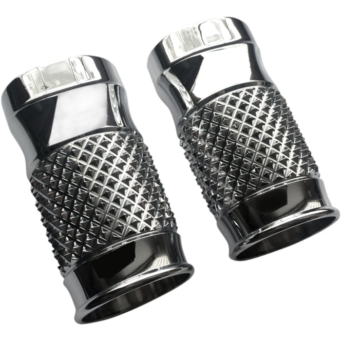 EDDIE TROTTA DESIGNS 0411-0135 TC-962 Fork Slider Covers — Cross Cut Fork Slider Covers - Chrome - Cross-Cut