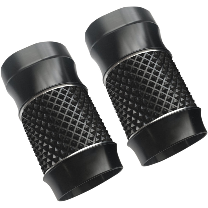 Eddie Trotta Designs Fork Slider Covers — Cross Cut Fork Slider Covers Black Anodized Cross-Cut - TC-962B For Harley Touring 2014-2021