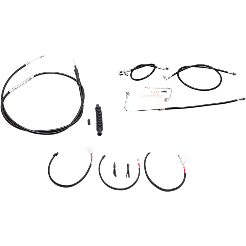 LA Choppers Complete Black Vinyl Braided Handlebar Cable Brake Line Kit 15"-17" Handlebars - LA-8151KT2B-16B For Harley Softail 2016-2017