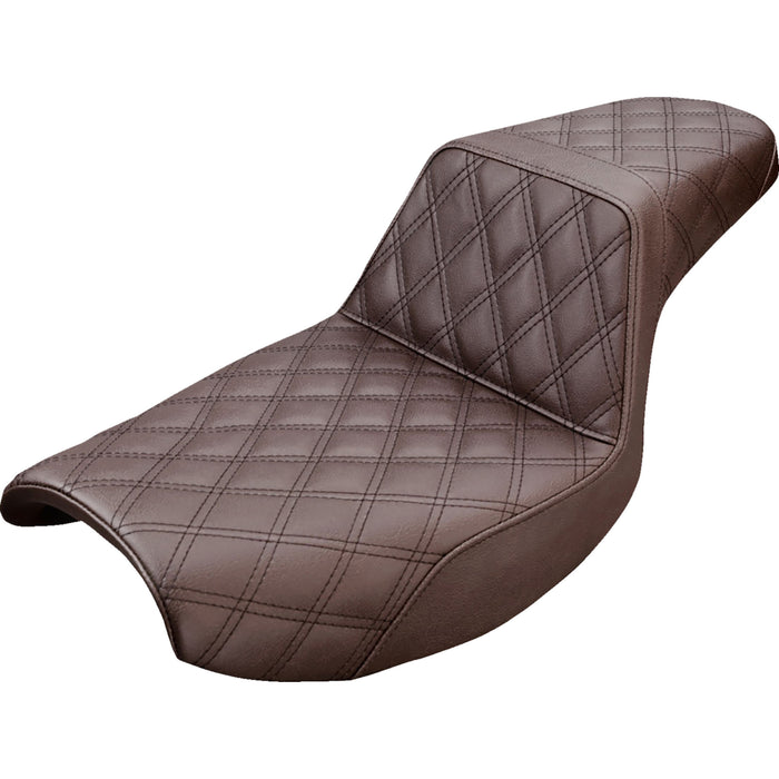 SADDLEMEN 0805-0133 882-09-175BR Step-Up Seat — Full Lattice Stitch - Brown - FXR