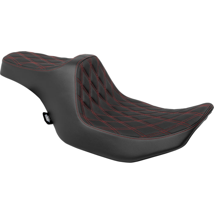 DRAG SPECIALTIES 0801-1920 Predator III Seat - Double Diamond - Red Stitched - FLT/FLH '23-'24