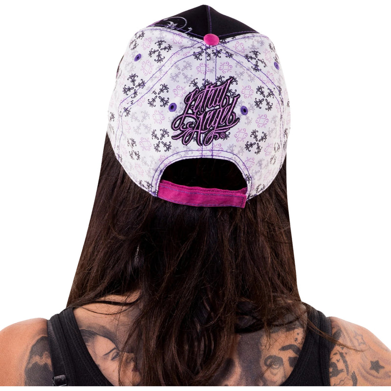 LETHAL THREAT 2501-4037 HT82071 Lethal Angel® Floral Skull Rose Hat black/white