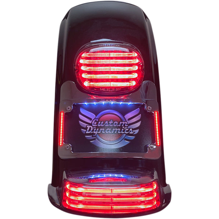 CUSTOM DYNAMICS 2030-1498 TS-ELIM-06HW-C Turn Signal Eliminator with Tri Radius Illuminated Plate Frame - Turn Signal Eliminator/Illuminated Tri-Frame - Chrome