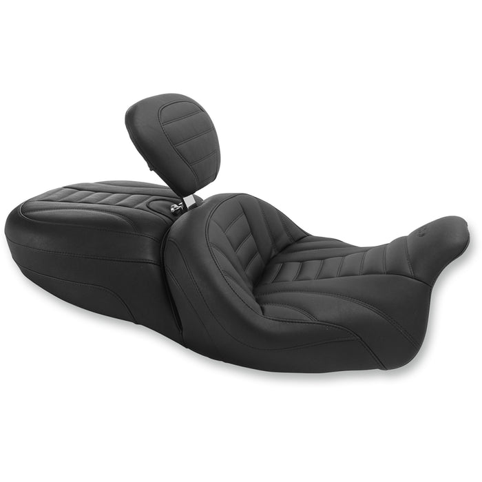 MUSTANG 0801-0978 79592 One-Piece Vintage 2-Up Touring Seat - Freewheeler Vintage Seat - w/ Driver Backrest