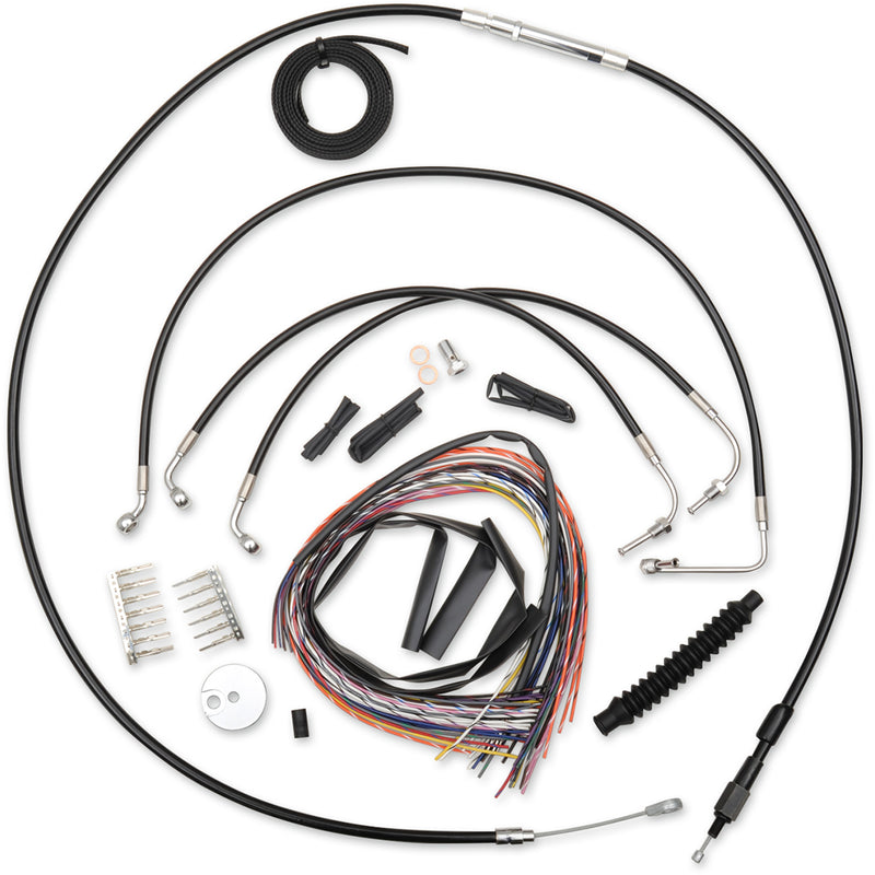 LA Choppers Complete Black Vinyl Braided Handlebar Cable Brake Line Kit 18"-20" Handlebars - LA-8010KT2-19B For Harley Touring 2008-2013