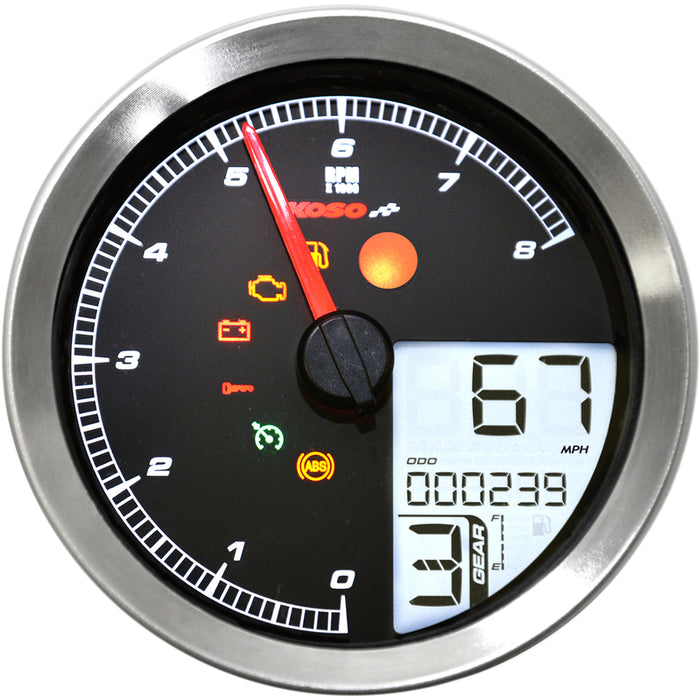 KOSO NORTH AMERICA 2211-0171 BA051221 HD-04 Speedometer/Tachometer Multi-Function Speedometer/Tachometer - HD-04 - Chrome