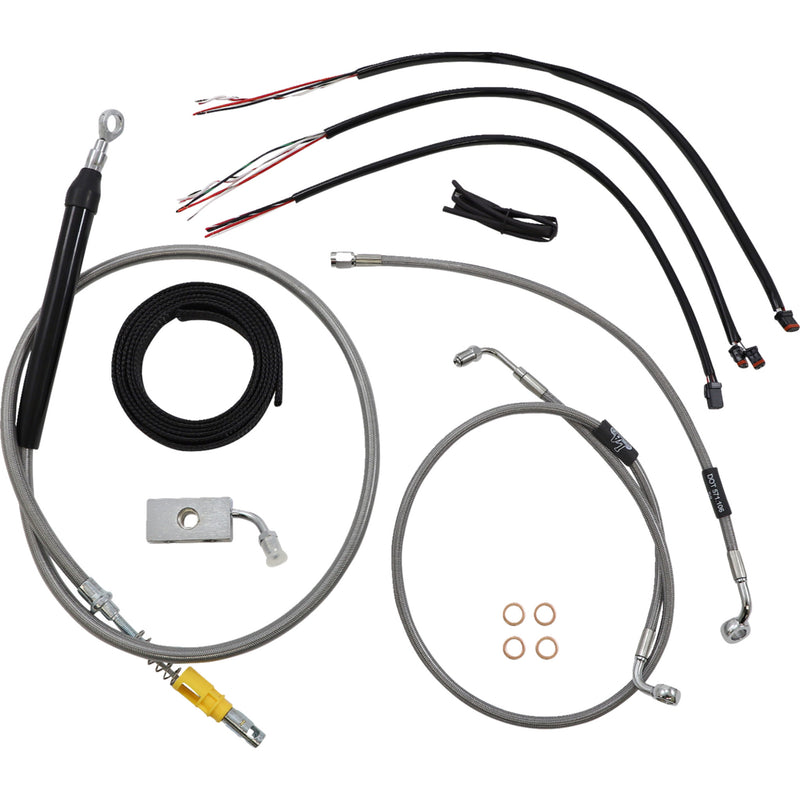 LA Choppers Complete Stainless Braided Handlebar Cable Brake Line Kit — Cable Kit 15"-17" Handlebars - LA-8155KT2-16 For Harley Softail 2018-2022