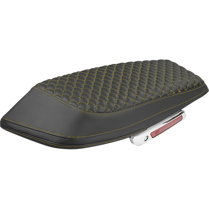 SADDLEMEN 3501-2359 L870-23-20907 Dragon Scale Saddlebag Lid Covers Saddlebag Lid Covers - Dragon Scale - Gold Stitch - FLH/FLT '23-'25