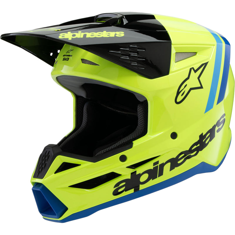 ALPINESTARS Youth SM3 Radium Helmet - Gloss Yellow Fluo/Black/Blue