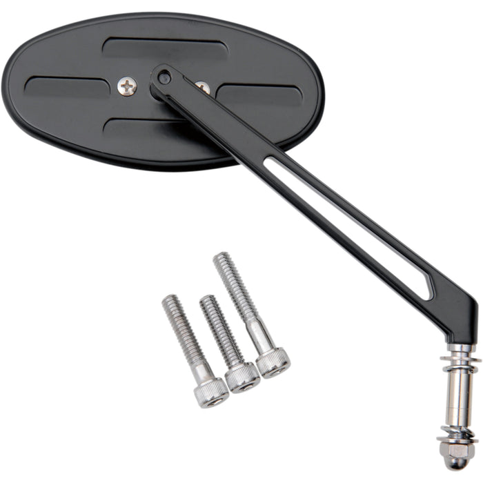 DRAG SPECIALTIES 0640-0287 Stealth I Mirror Mirror - Stealth I - Side View - Oval - Black