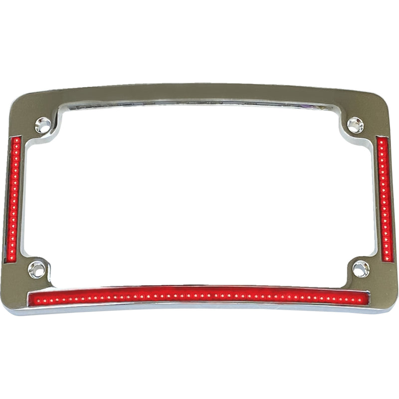 CUSTOM DYNAMICS 2030-2289 TF08-C Radius License Plate Frame with Auxiliary Red LEDs and Tag Illumination - Red/White LED - Chrome