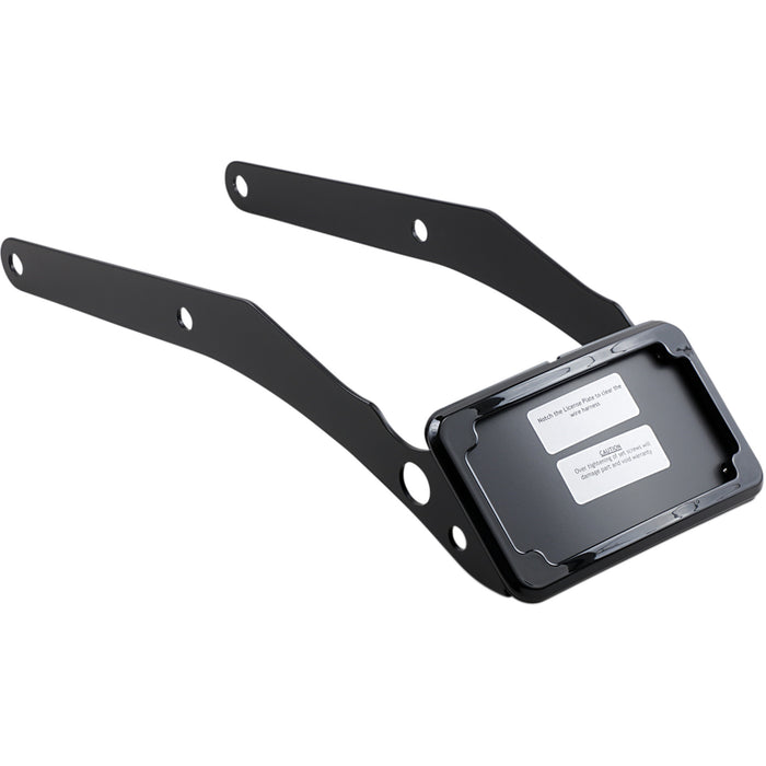 CYCLE VISIONS 2030-1267 CV4663B Curved License Plate Frame and Mount with License Plate Light LP Plate Frame & Mount with Tag Light - FLSL/FXBB - Black