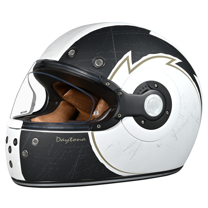 DOT Daytona Retro Full Face Motorcycle Helmet: Vintage Style for Men, Women, & Youth - W/ Blitz
