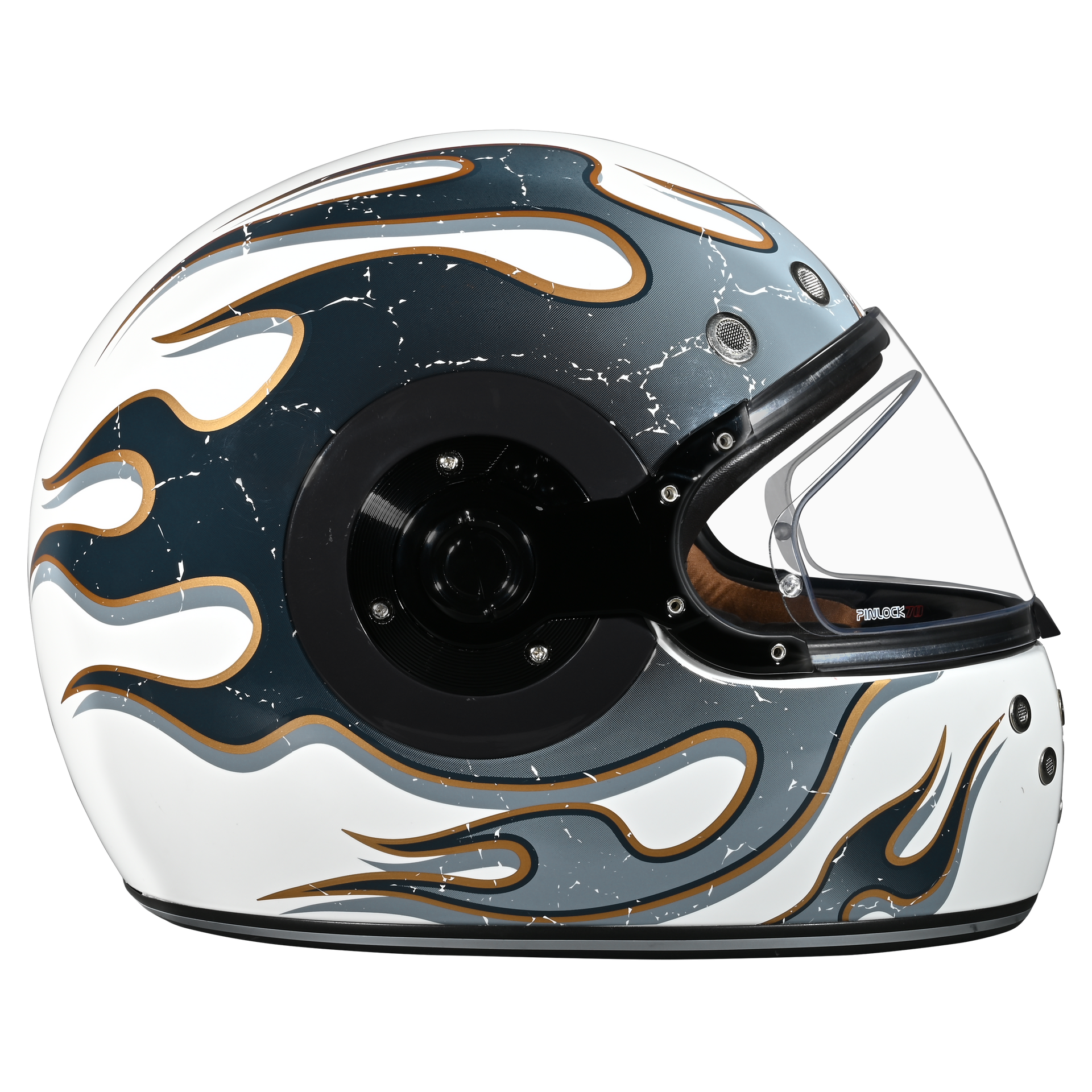 Daytona Retro Flames Full Face Motorcycle Helmet, L