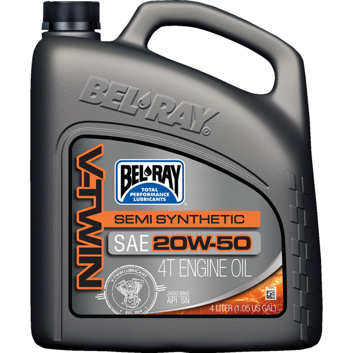 BEL-RAY 3601-0252 96910-BT4 V-Twin Semi-Synthetic 4-Stroke Engine Oil V-Twin Semi-Synthetic Oil - 20W-50 - 4L