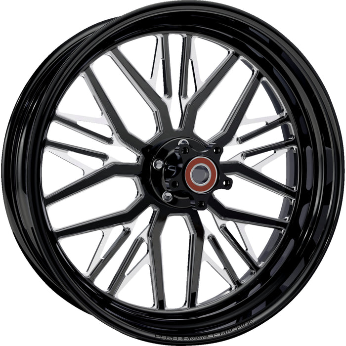 PERFORMANCE MACHINE (PM) 0201-2460 1202-7814R-NVSAP-BMP Phatour Wheel - Front - Dual Disc/without ABS - Black/Contrast Cut Platinum - 18x5.5