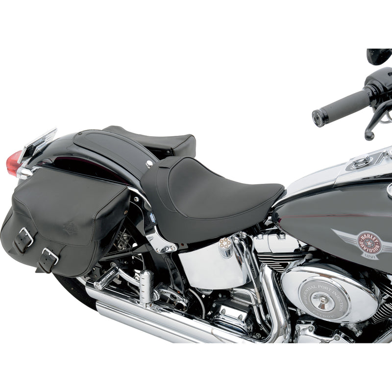 Drag Specialties Backrest Compatible Solo Seat — Smooth Solo Seat Smooth Driver Backrest FL FX - 0802-0632 For Harley Softail 2000-2006