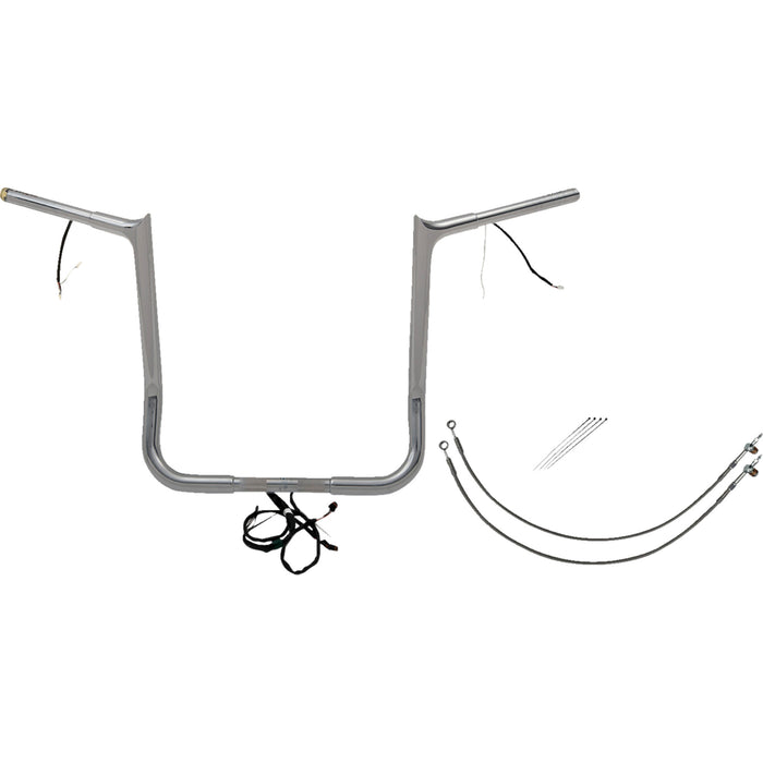FAT BAGGERS INC. 0601-6144 902216 EZ Install Wired 1-1/4" Pointed Top Handlebar Kit - 16" - Chrome
