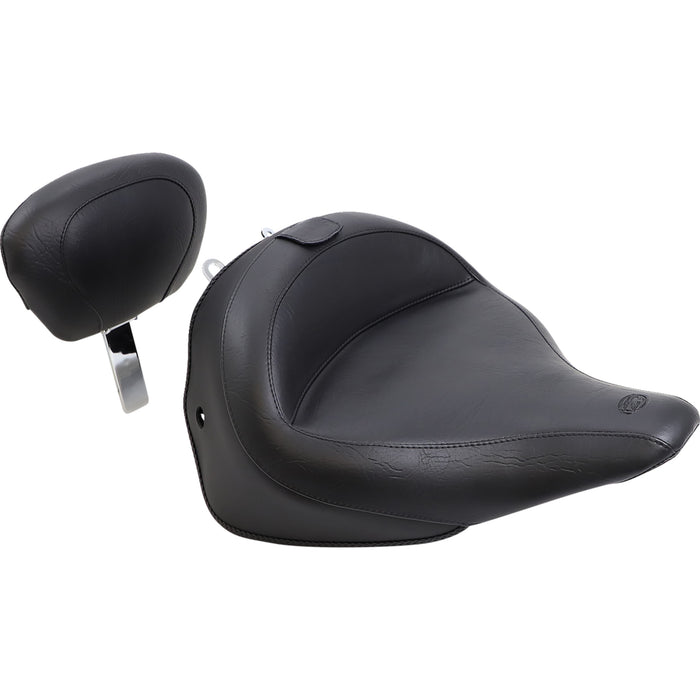 MUSTANG 0802-0893 79914 Wide Solo Seat with Removable Backrest - Vintage - Black - Smooth